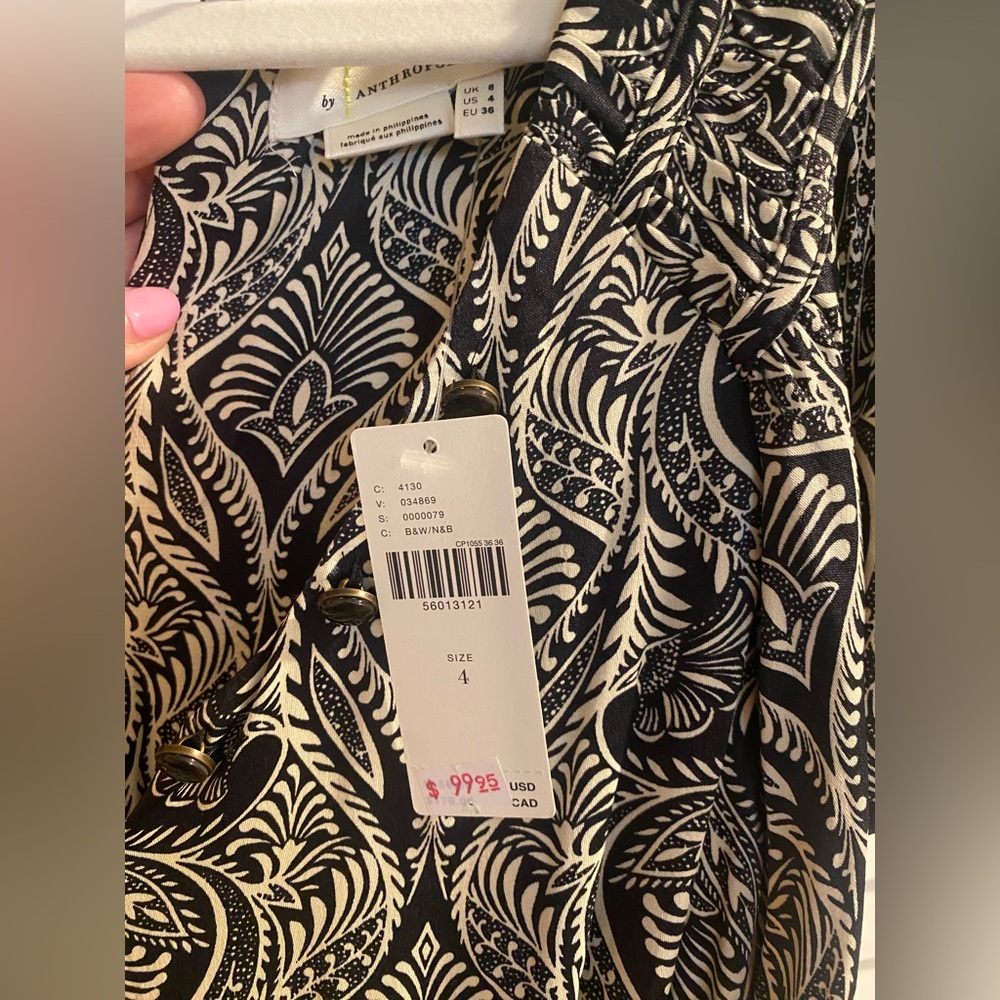 Anthropologie Monochrome Leaf Print Jumper